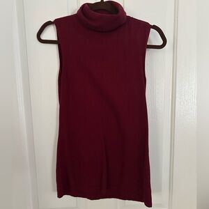 Burgundy Sleeveless Turtleneck Top